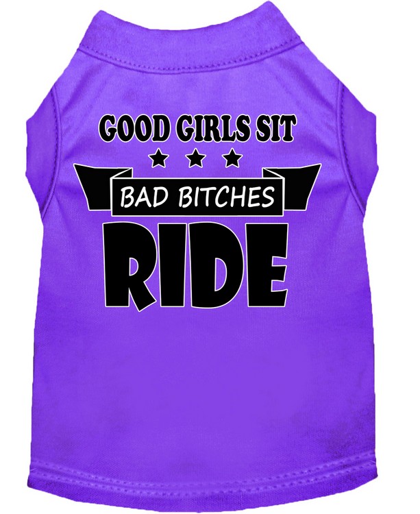 Bitches Ride Screen Print Dog Shirt Purple XS